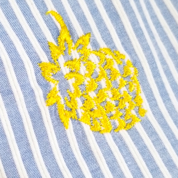 J. Crew Blue Striped Sleeveless Top Embroidered Pineapple SZ 6 - Picture 7 of 11